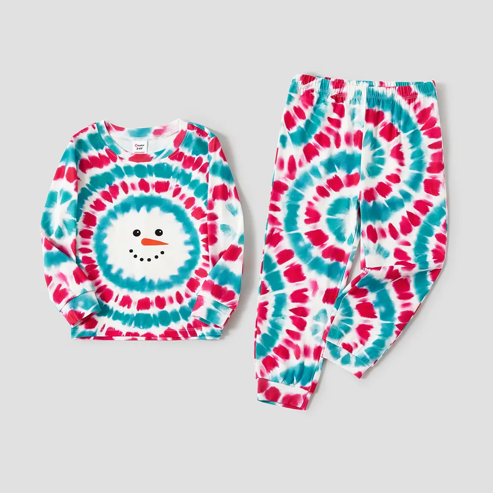 Christmas Snowman Print Family Matching Colorful Pajamas Sets (Flame Resistant) big image 10