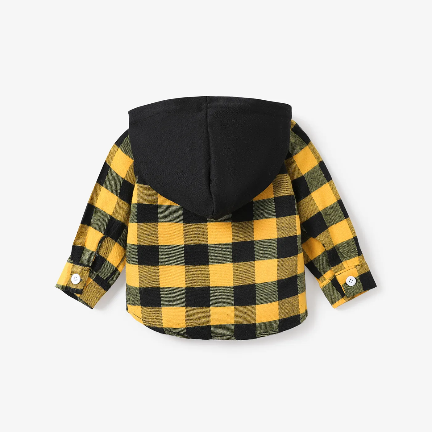 Baby Boy Classic Grid Hooded Top Yellow image 2
