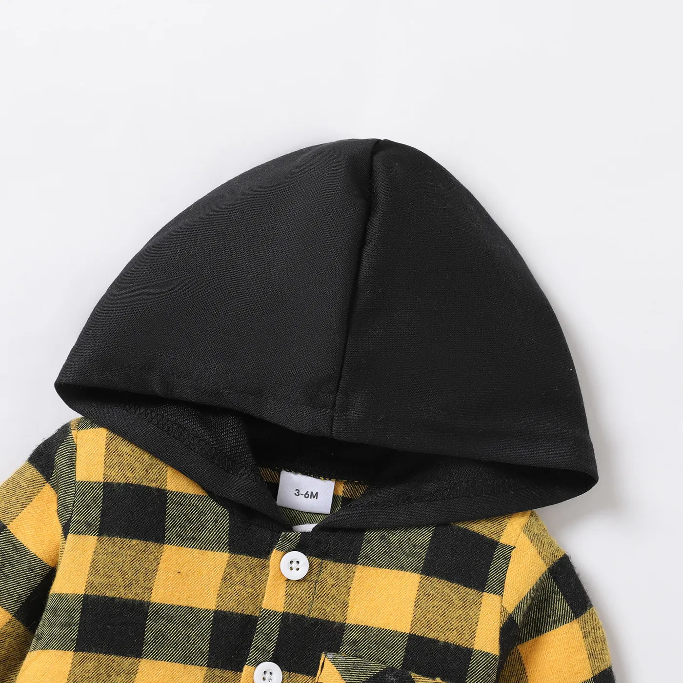 Baby Boy Classic Grid Hooded Top Yellow image 3