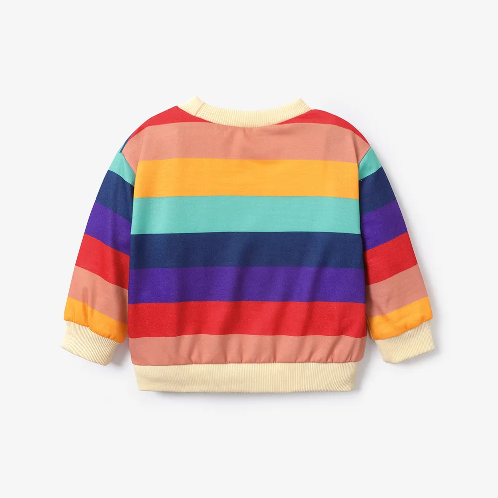 Baby Boy/Girl Heart & Letter Print Rainbow Colorblock Long-sleeve Sweatshirt  big image 2