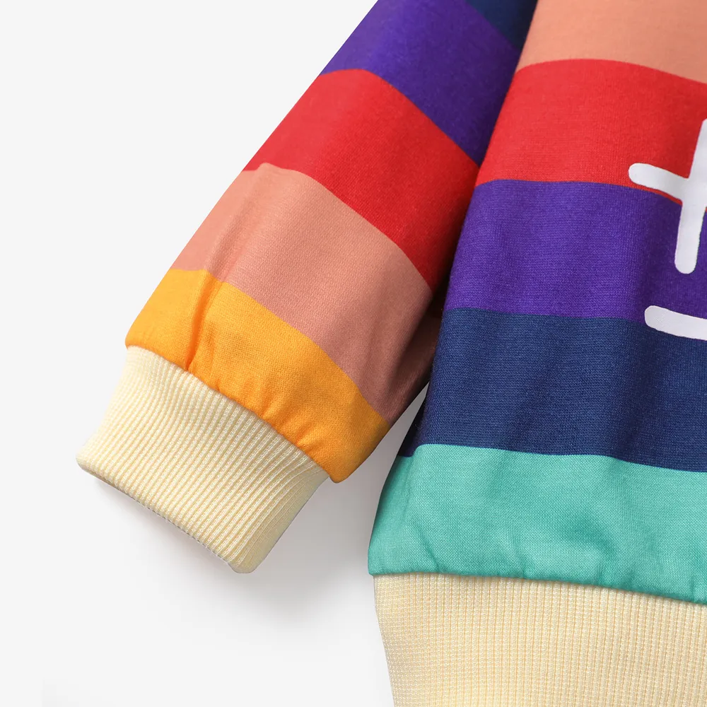 Baby Boy/Girl Heart & Letter Print Rainbow Colorblock Long-sleeve Sweatshirt  big image 4