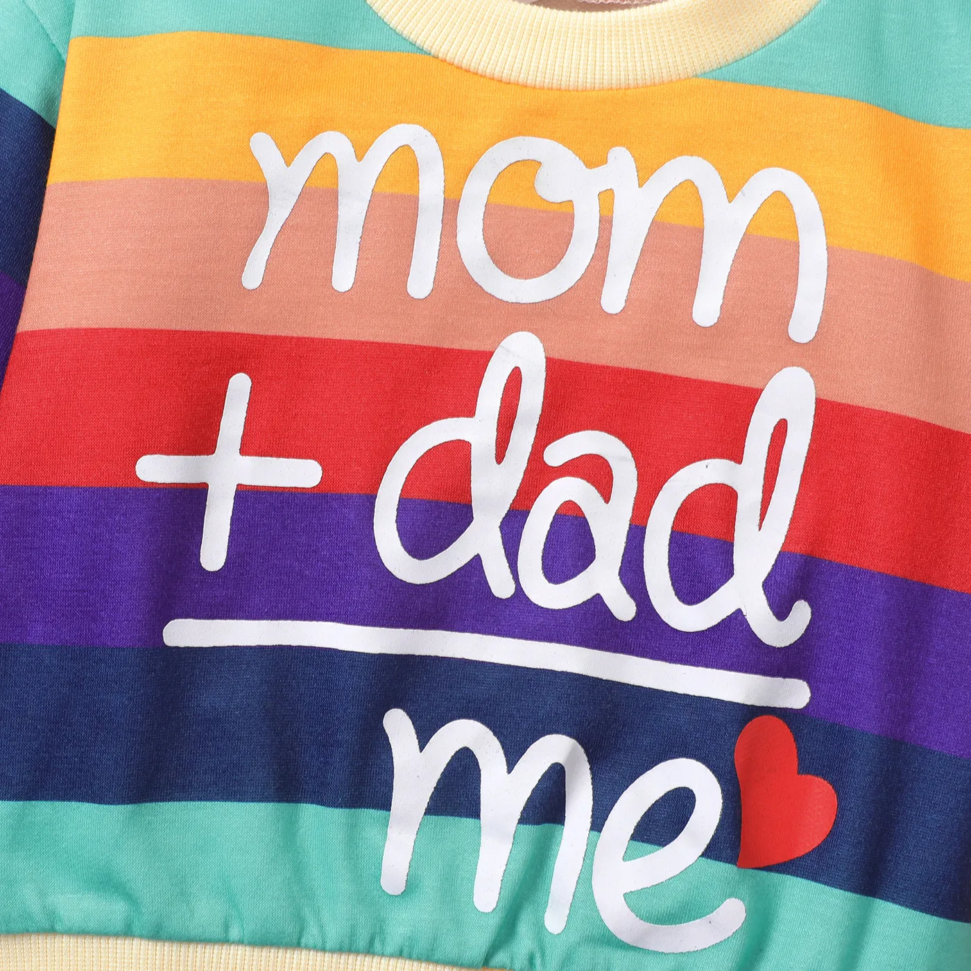 Baby Boy/Girl Heart & Letter Print Rainbow Colorblock Long-sleeve Sweatshirt  image 4