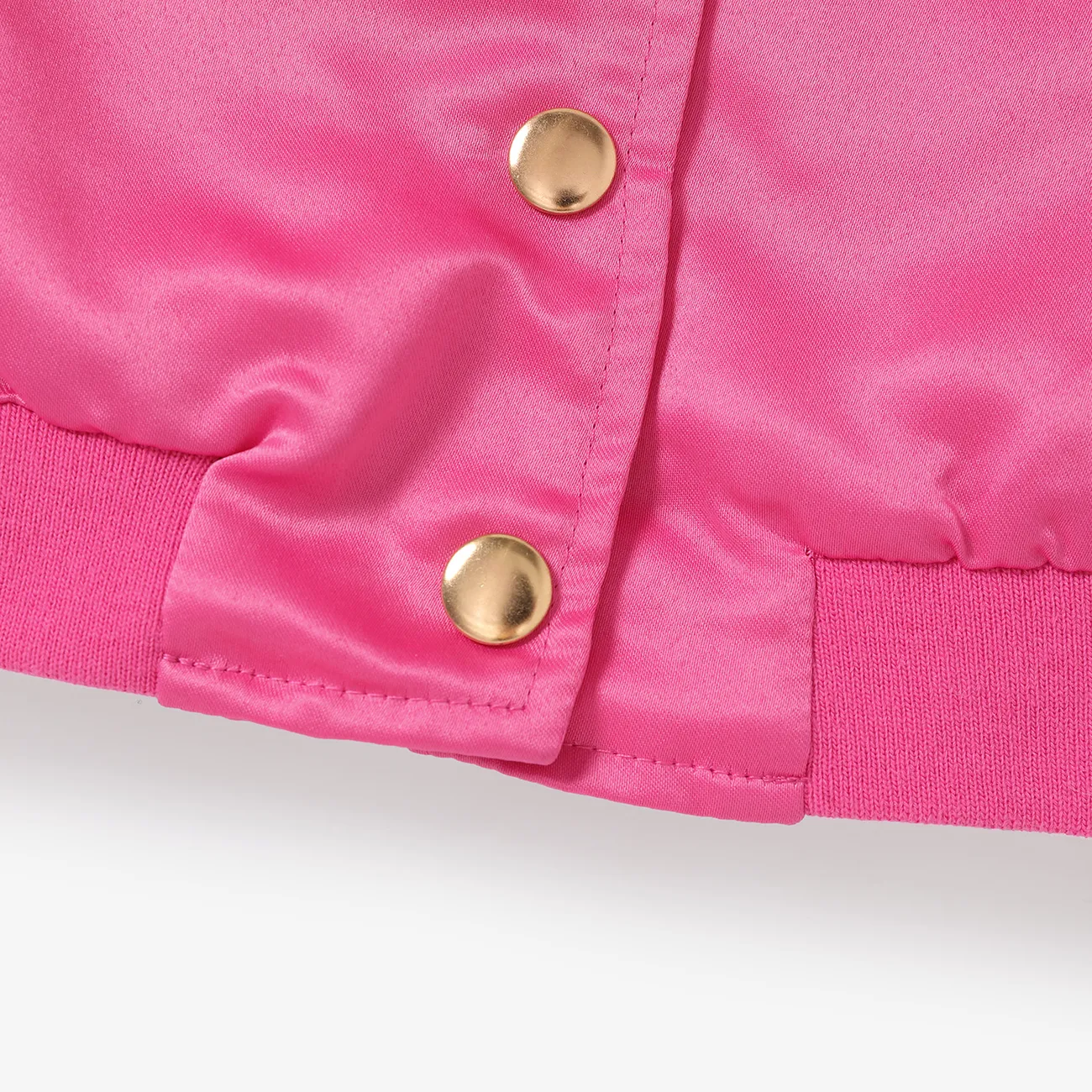 Toddler  Girl Solid Color Button Design Avant-garde Jacket Hot Pink big image 1