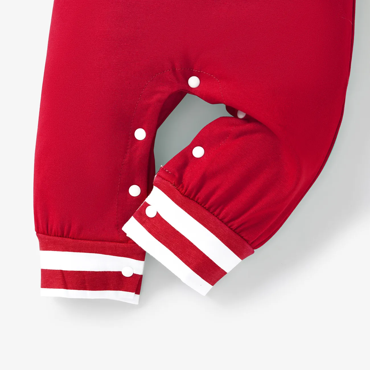 عيد الميلاد 2 قطعة طفل رضيع / فتاة 95٪ قطن مخطط طويل الأكمام طباعة بذلة مع مجموعة قبعة أحمر big image 1