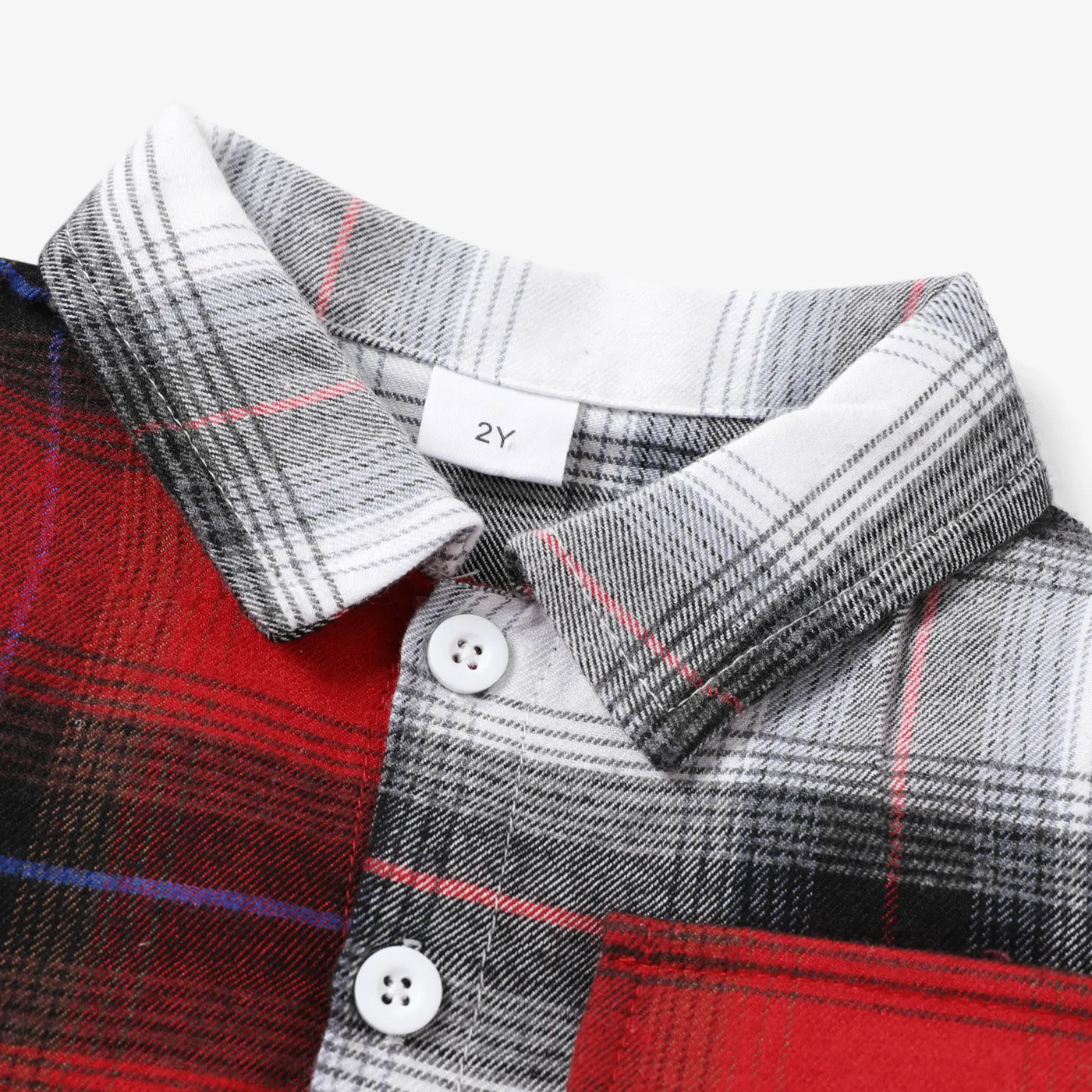 Toddler girl/boy Plaid Polo Long Sleeve Shirt Red image 3