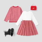 Kid Girl Fashionable Secret Button Christmas Coat/Skirt Set  Red image 6