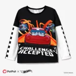 Hot Wheels Kid Boy Colorblock Vehicle Print Long-sleeve Sweatshirt and Elasticized Pants Set Black
