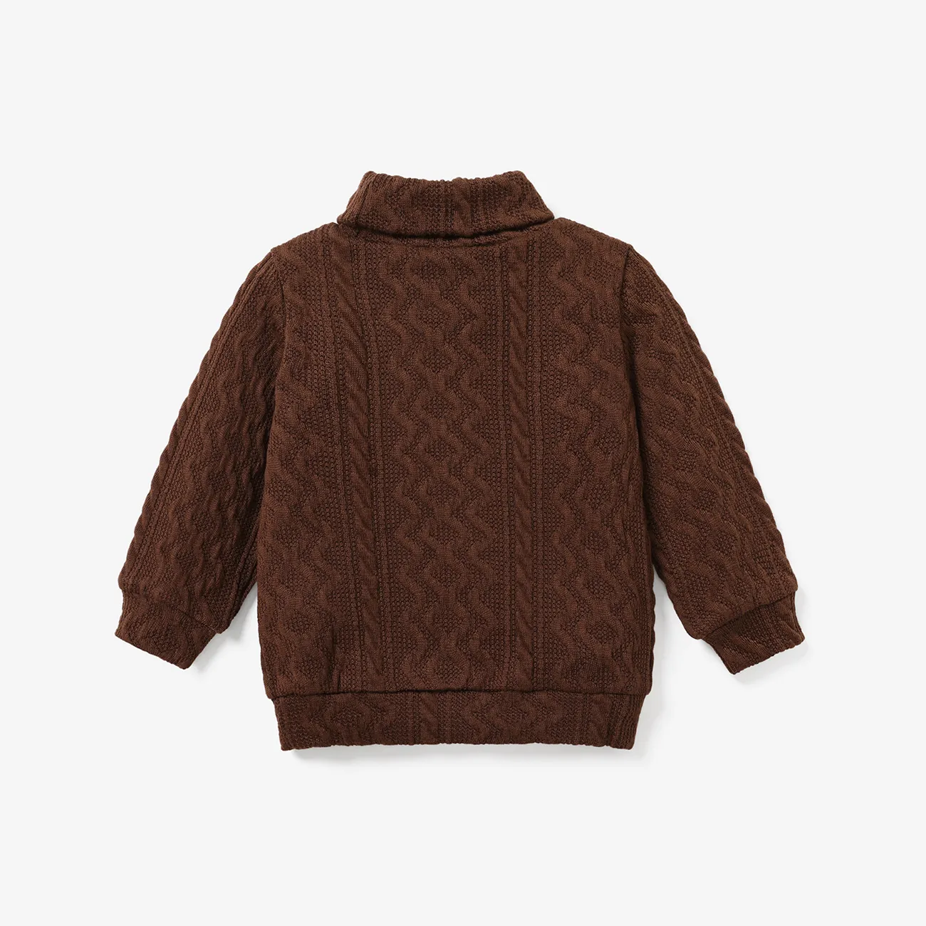 Toddler Boy Turtleneck Cable Knit Textured Sweater Brown big image 1