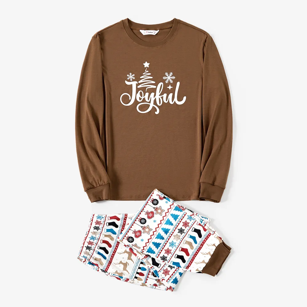 Christmas Family Matching Letters Print Long-sleeve Pajamas Sets(Flame Resistant)   big image 12