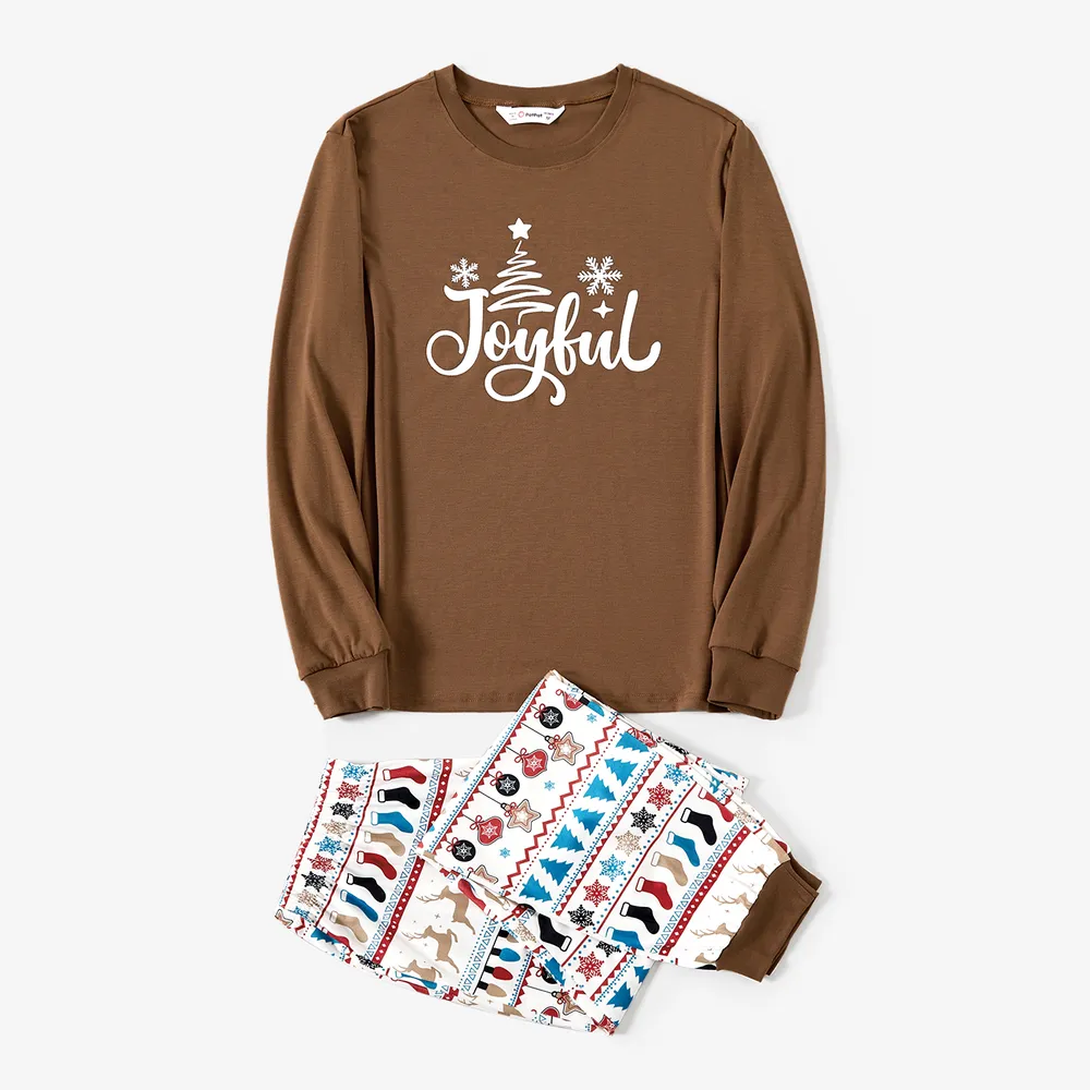 Christmas Family Matching Letters Print Long-sleeve Pajamas Sets(Flame Resistant) big image 12