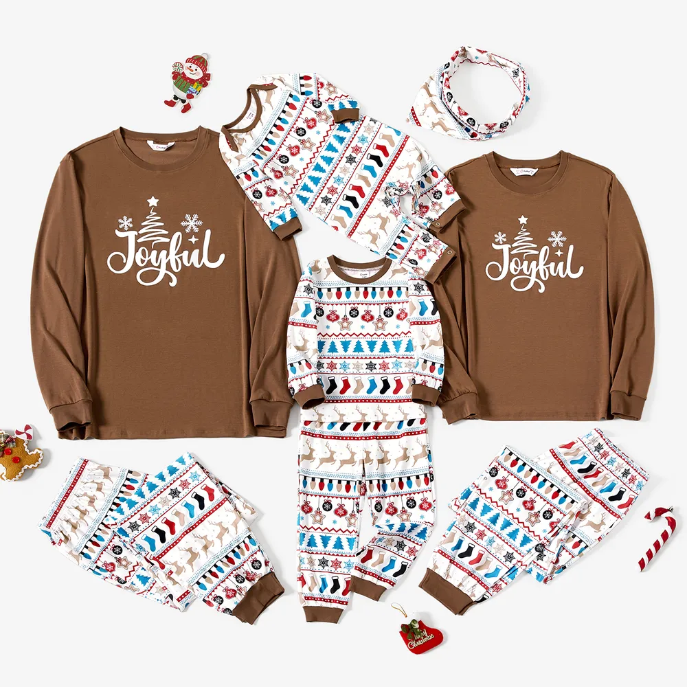 Christmas Family Matching Letters Print Long-sleeve Pajamas Sets(Flame Resistant)   big image 2