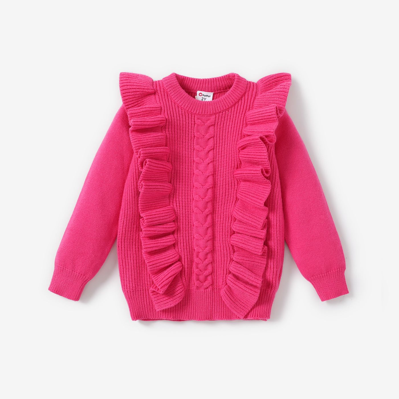 

Toddler Girl Sweet Ruffle Textured Sweater