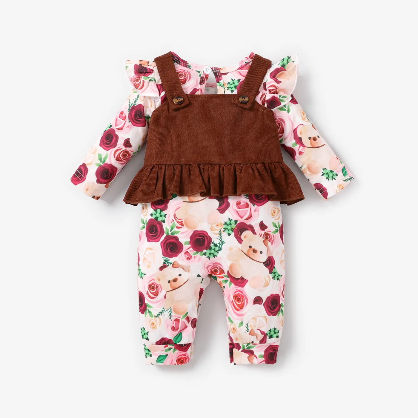 2pcs Baby Girl Childlike Bear Jumpsuit Set  image 3