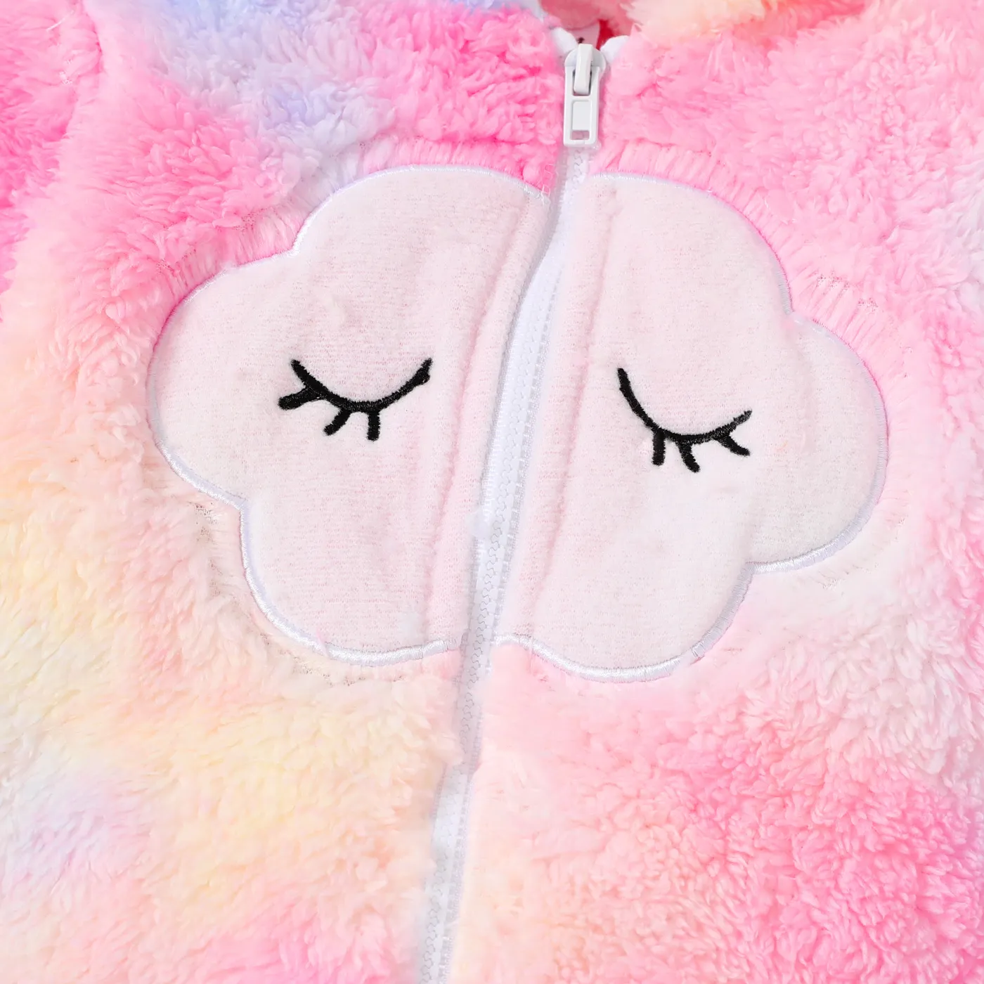 Baby Girl Childlike Expression Zipper Fuzzy Jumpsuit   image 3