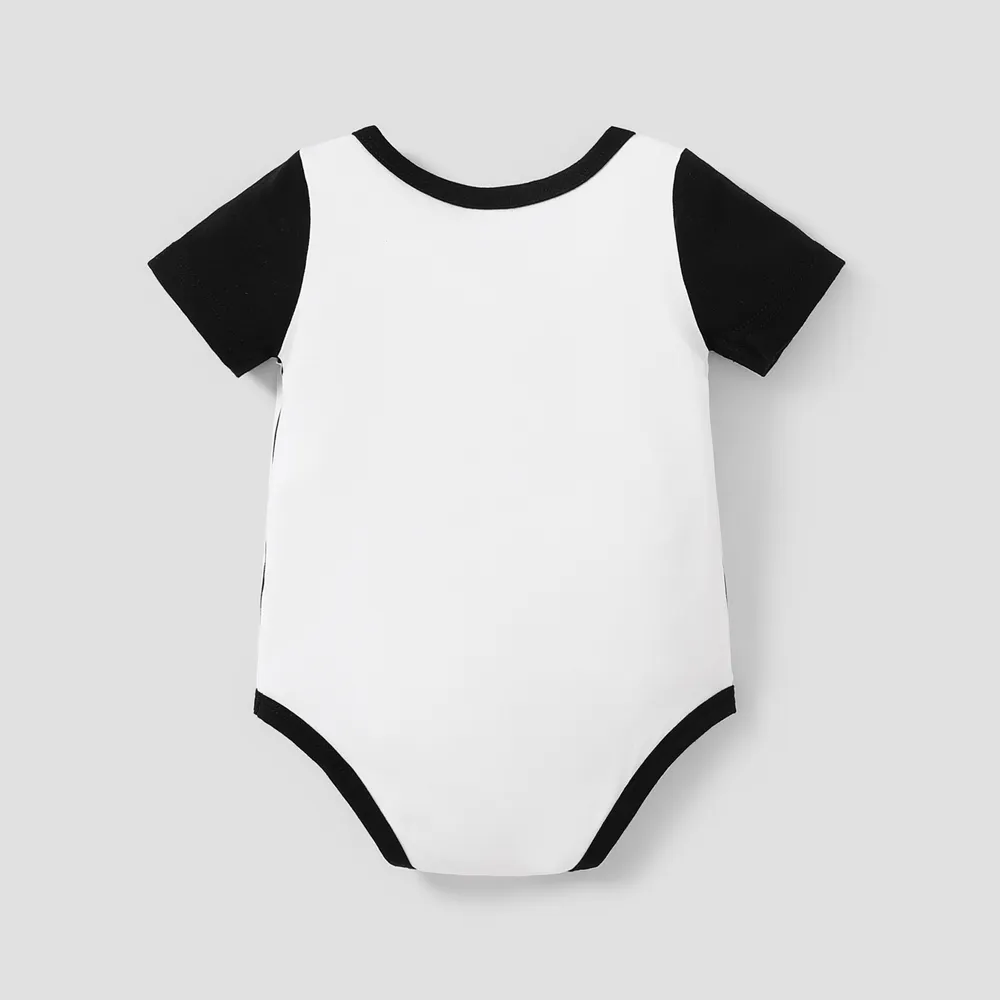 Baby Boy Splicing Short-sleeve Letter Print Striped Romper big image 2