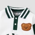 Baby Boy Buttons Front Letters & Bear Graphic Lapel Collar Long-sleeve Jumpsuit   image 3
