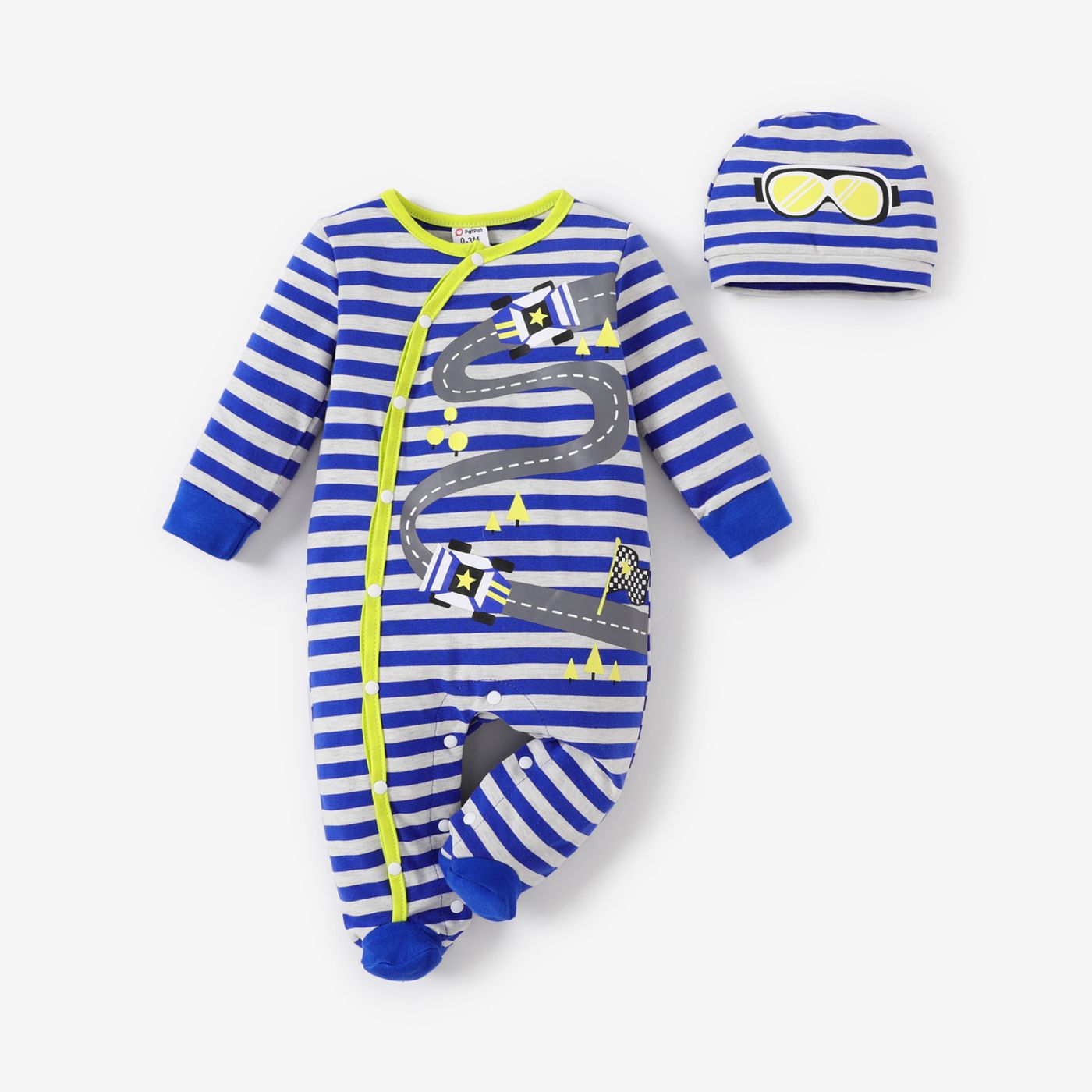 2pcs Baby Boy Vehicle-themed Cotton Jumpsuit