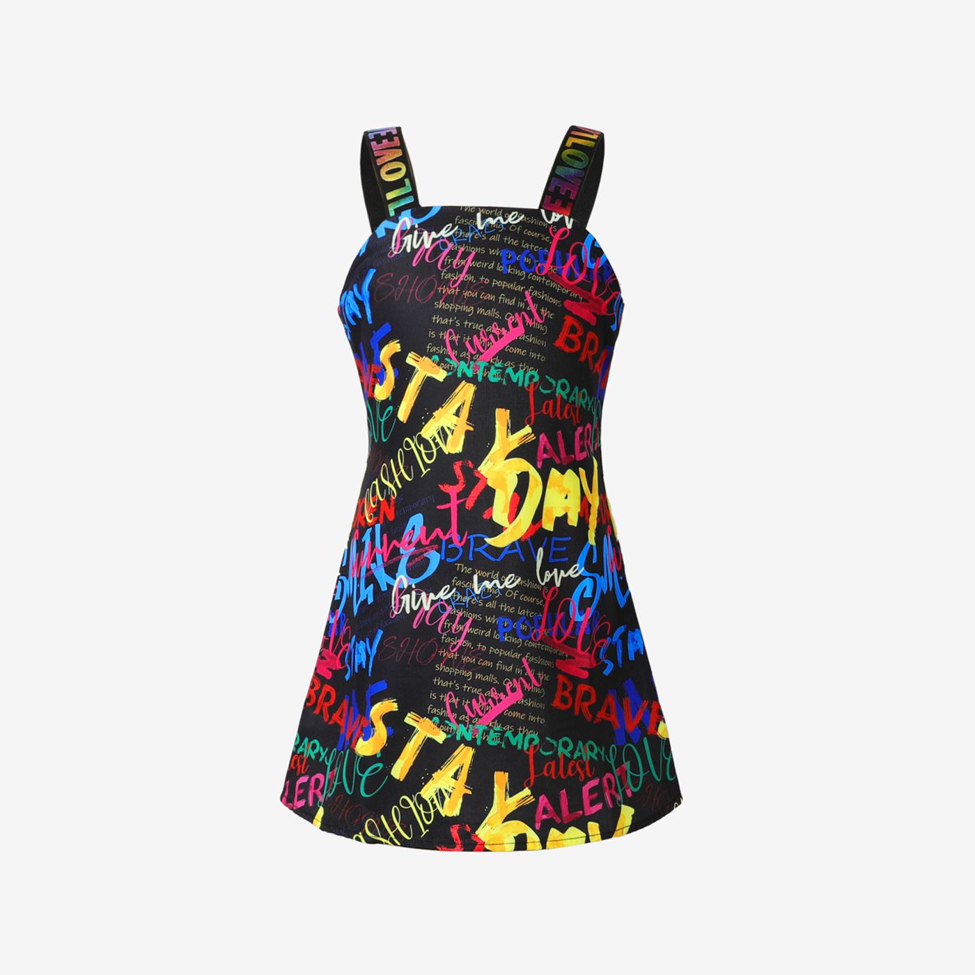 

Kid Girl Avant-Garde Graffiti Hand-Drawn Camisole Dress