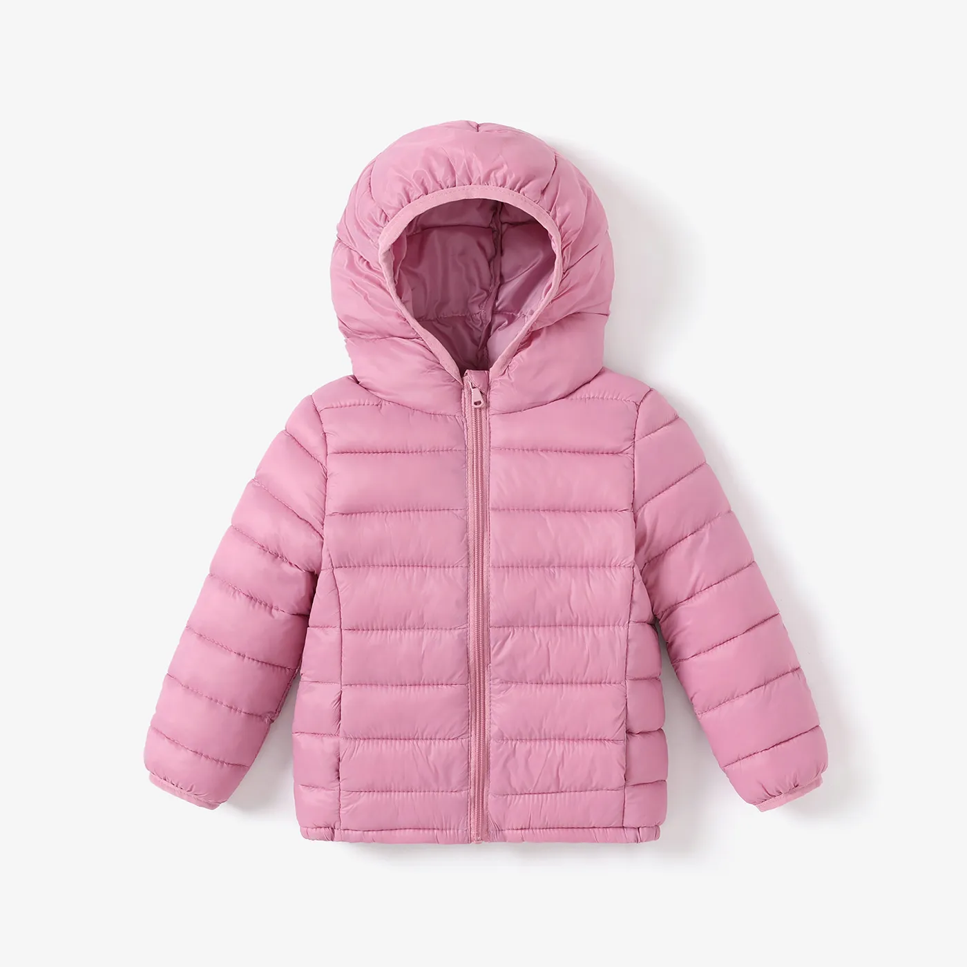 Kid Boy/Kid Girl Lightweight Zipper Solid Hooded Coat Light Pink big image 1