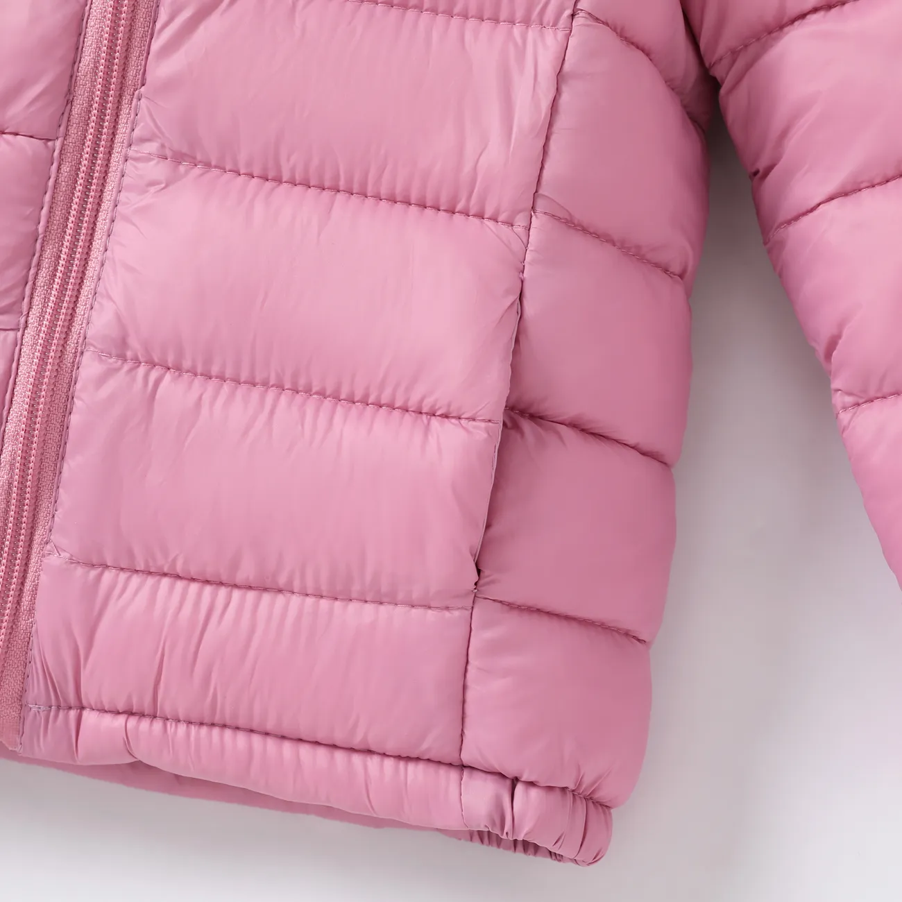 Kid Boy/Kid Girl Lightweight Zipper Solid Hooded Coat Light Pink big image 1