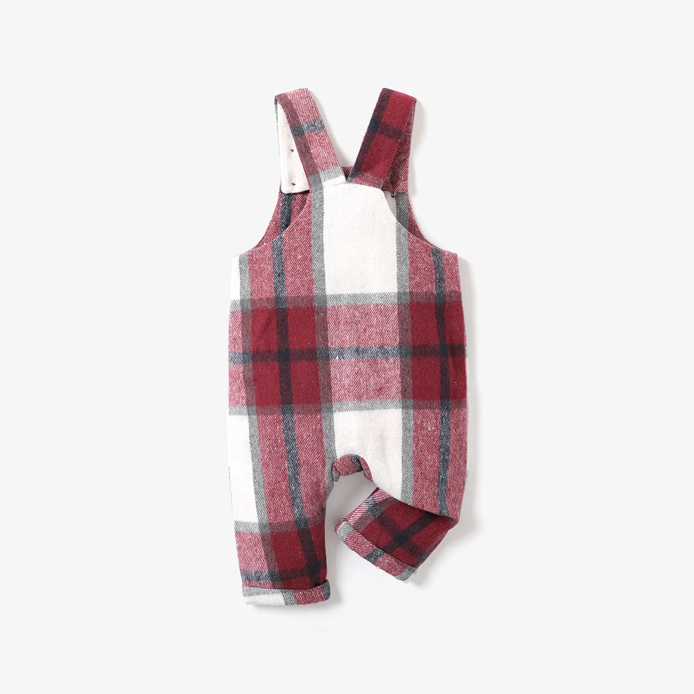 Baby Boy/Girl Button Front Plaid Overalls Red image 4