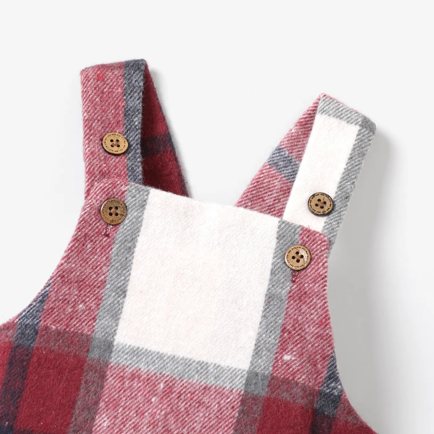 Baby Boy/Girl Button Front Plaid Overalls Red image 2