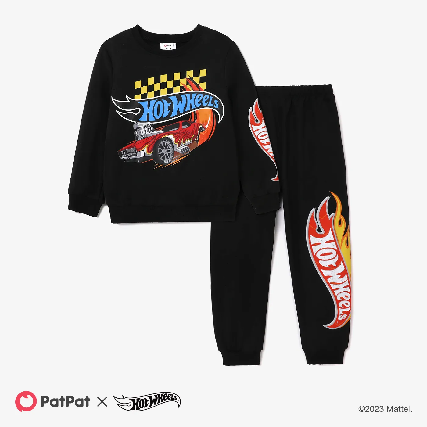 Hot Wheels Kid Boy Vehicle Race Car Print Sweatshirt and Elasticized Pants