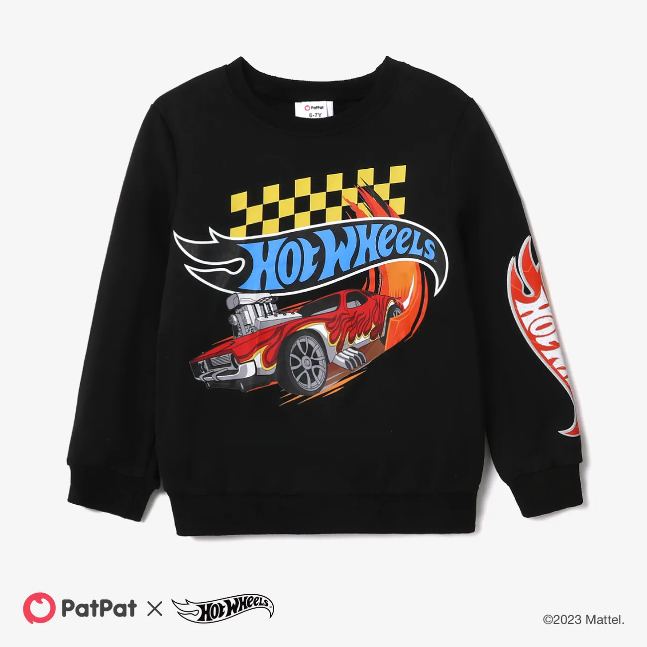 Hot Wheels Kid Boy Vehicle Race Car Print Sweatshirt and Elasticized Pants  big image 1