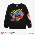 Hot Wheels Kid Boy Vehicle Race Car Print Sweatshirt and Elasticized Pants Black
