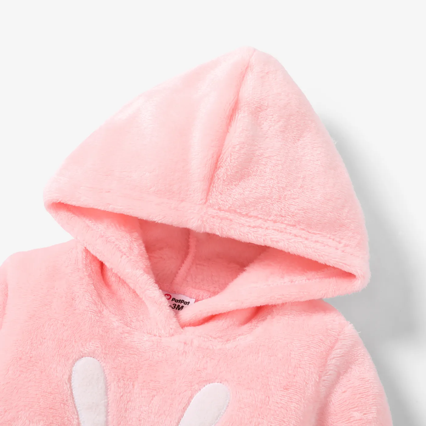 Baby Girl  Rabbit Animal Pattern Hooded Romper Pink image 3