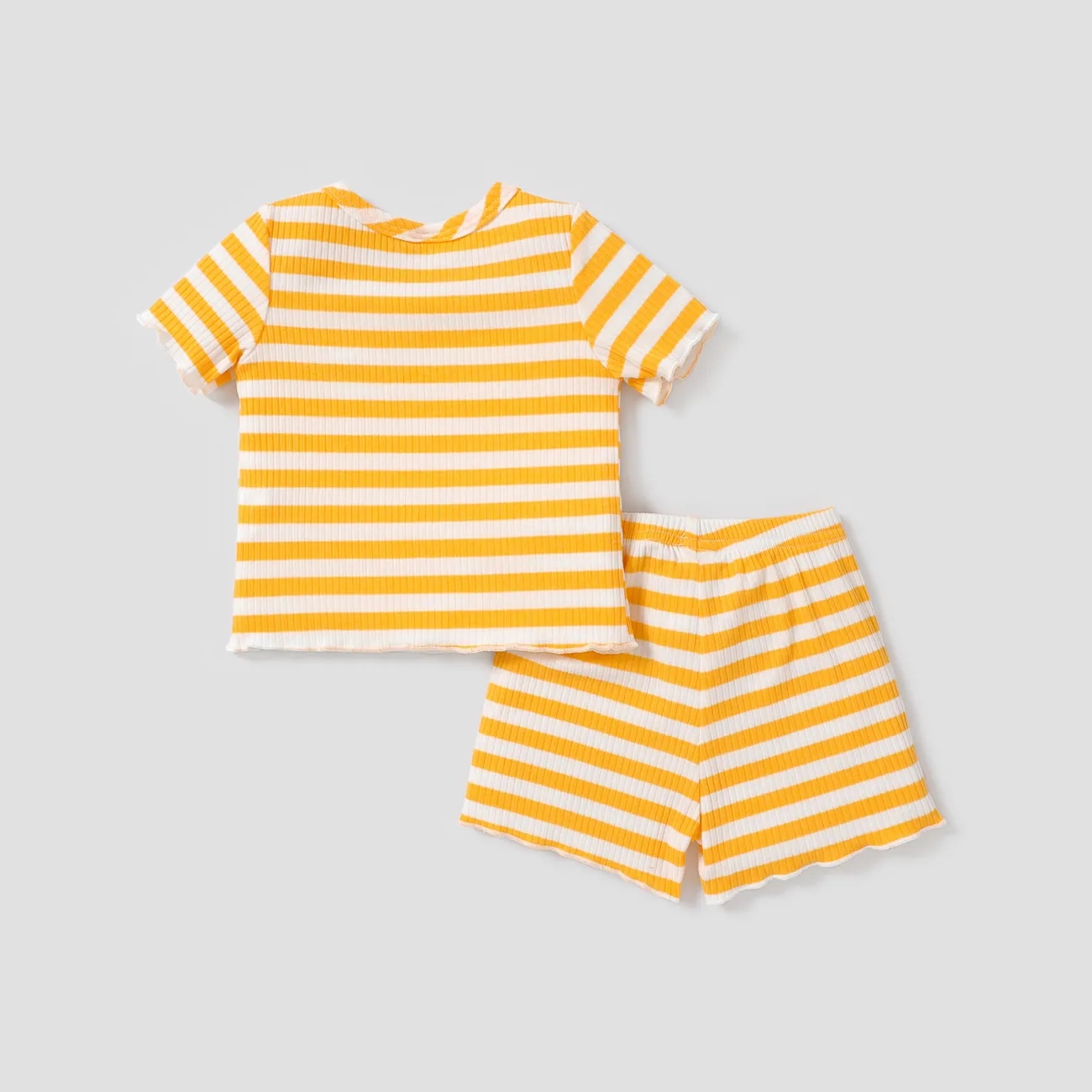 2 Stück Baby Mädchen Hypertaktil Süß Kurzärmelig Baby-Sets gelb big image 1
