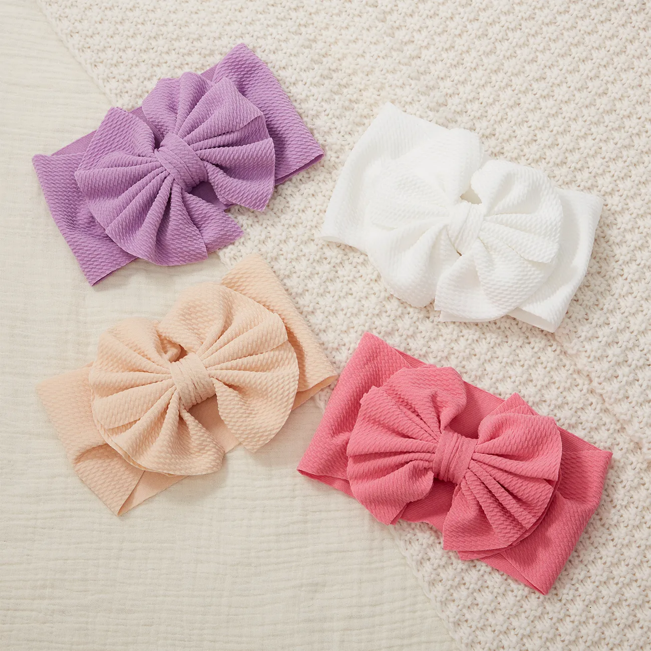 Baby Pure -colored bow hair band White big image 1
