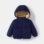 Baby / Toddler Causal Fluff Solid Long-sleeve Hooded Coat Dark Blue
