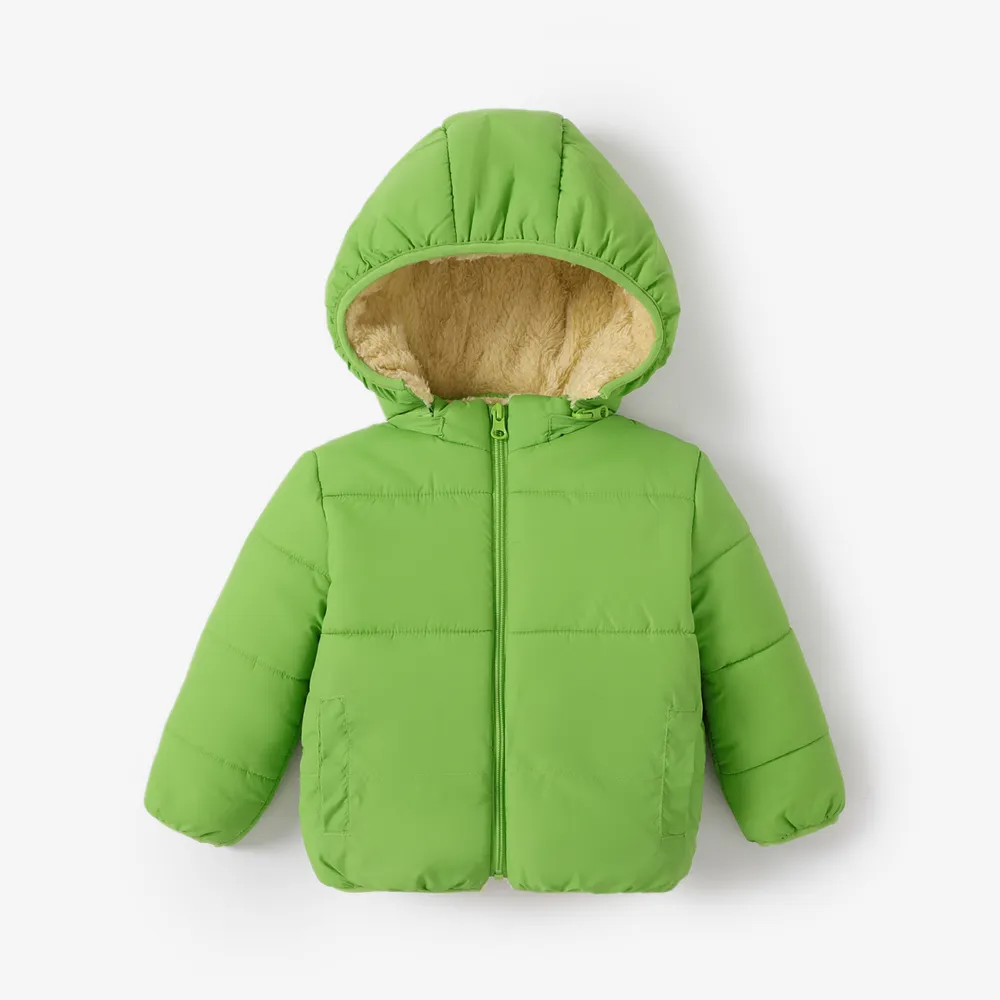 Baby / Toddler Causal Fluff Solid Long-sleeve Hooded Coat  big image 1