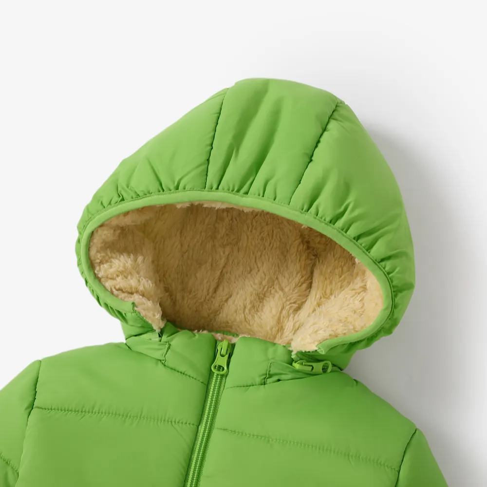 Baby / Toddler Causal Fluff Solid Long-sleeve Hooded Coat big image 5