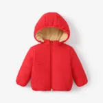 Baby / Toddler Causal Fluff Solid Long-sleeve Hooded Coat Red