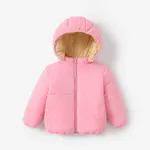 Baby / Toddler Causal Fluff Solid Long-sleeve Hooded Coat Pink