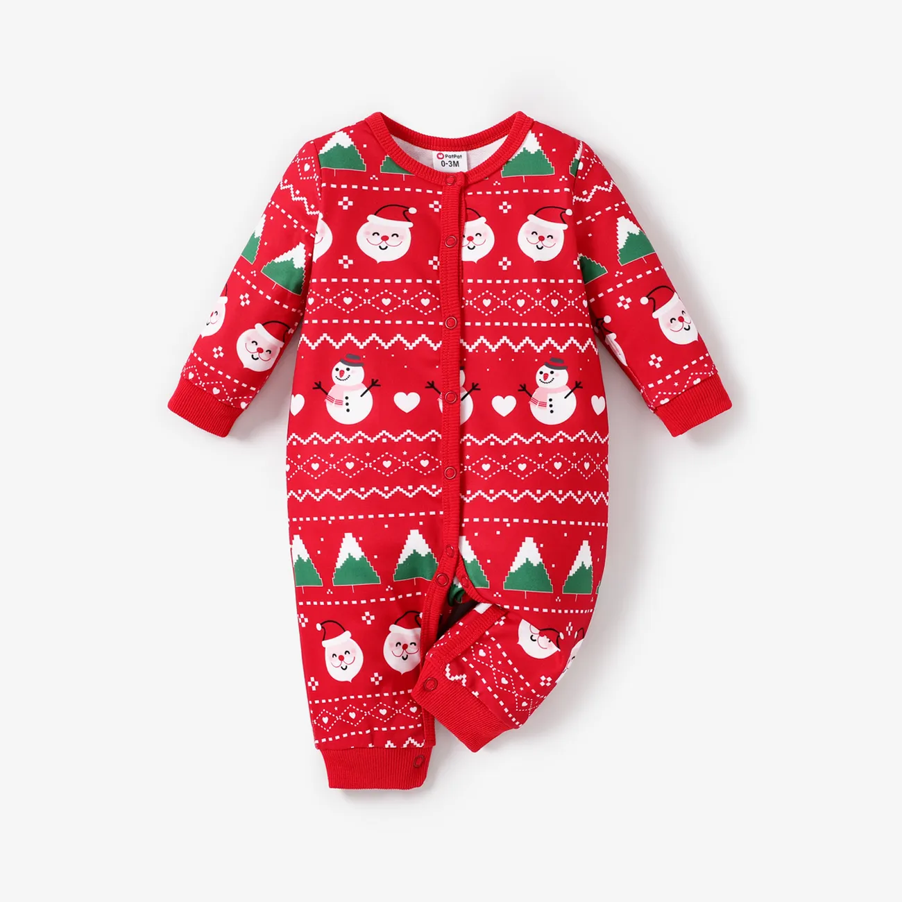 Baby Girl/Boy Cute Christmas Long Sleeve Jumpsuit Red big image 1
