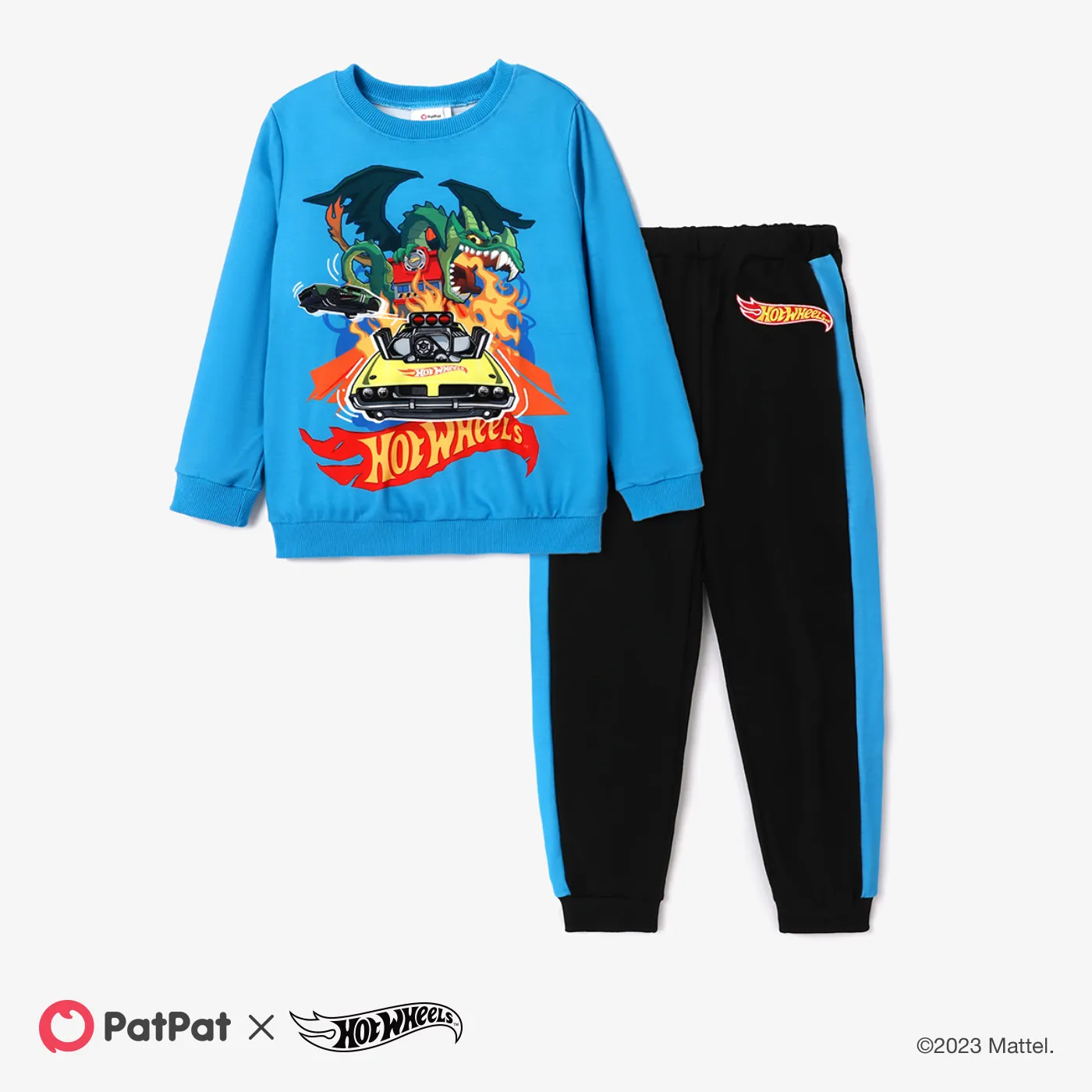 Hot Wheels Kid Boy Character Print Long-sleeve Top and Pants