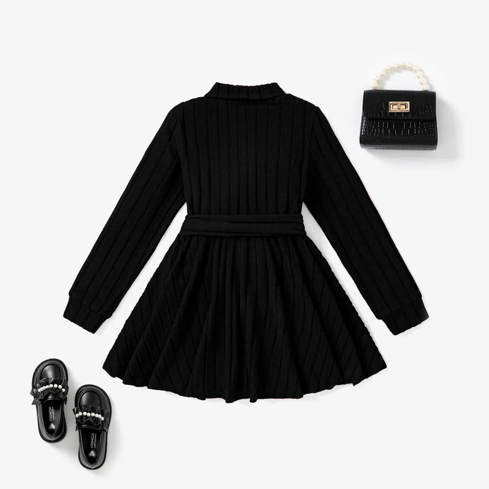 Kid Girl Basic Design Solid Color Stand Collar Long Sleeve T-Shirt big image 6