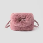Kids/toddler Furry feel, Versatile & fashion & foreign style small bag, coin purse, one-shoulder and cross-body dual-use for Girl Dark Pink