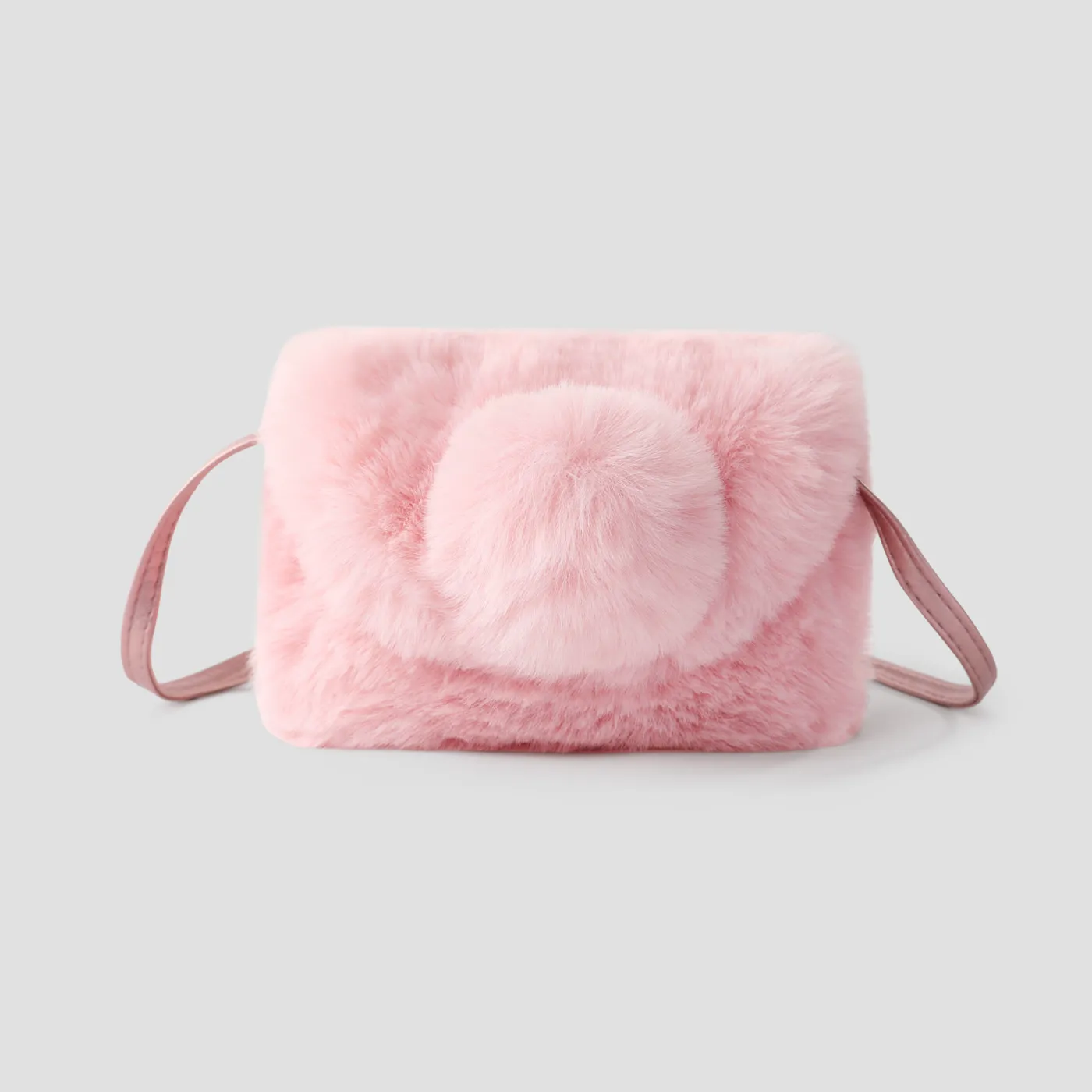 Kids/toddler Furry feel, Versatile & fashion & foreign style small bag, coin purse, one-shoulder and cross-body dual-use for Girl Light Pink