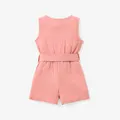 Baby Girl 95% Cotton Crepe Sleeveless Button Up Belted Romper  image 2