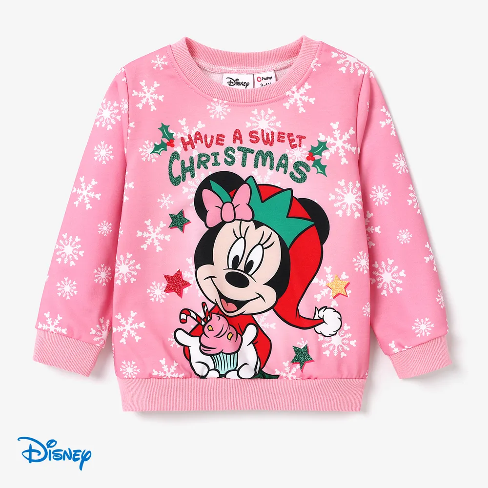 Disney Mickey and Friends Toddler Girl Christmas Character Print Sweatshirt  big image 1