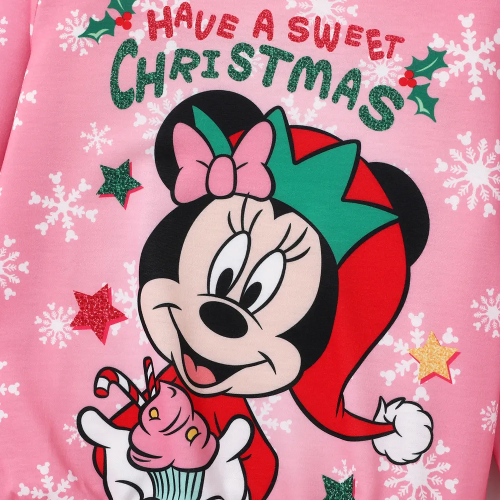 Disney Mickey and Friends Toddler Girl Christmas Character Print Sweatshirt big image 2