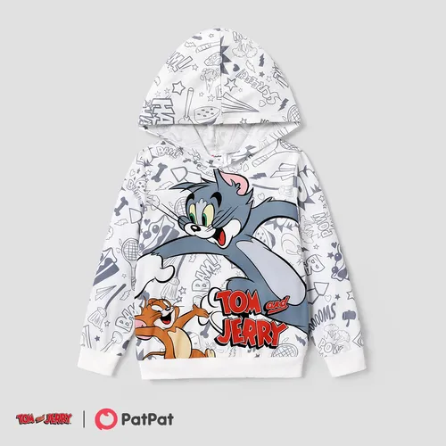 Tom and Jerry Kid Boy Character Print Hooded Sweatshirt