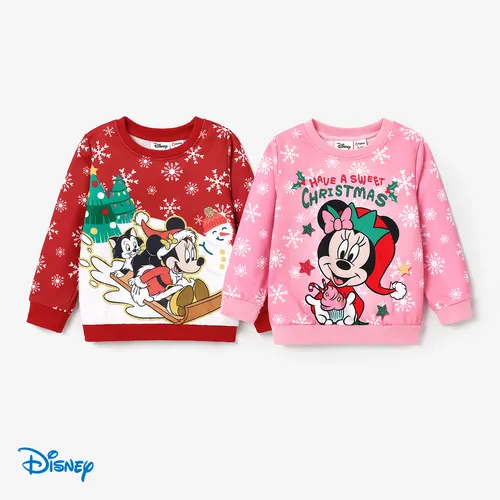 Disney Mickey and Friends Toddler Girl Christmas Character Print Sweatshirt