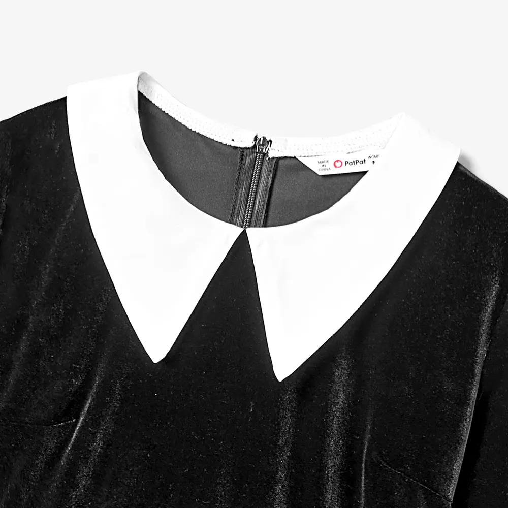 Halloween Mommy and Me Velvet V-neck Gothic Black Dresses big image 12