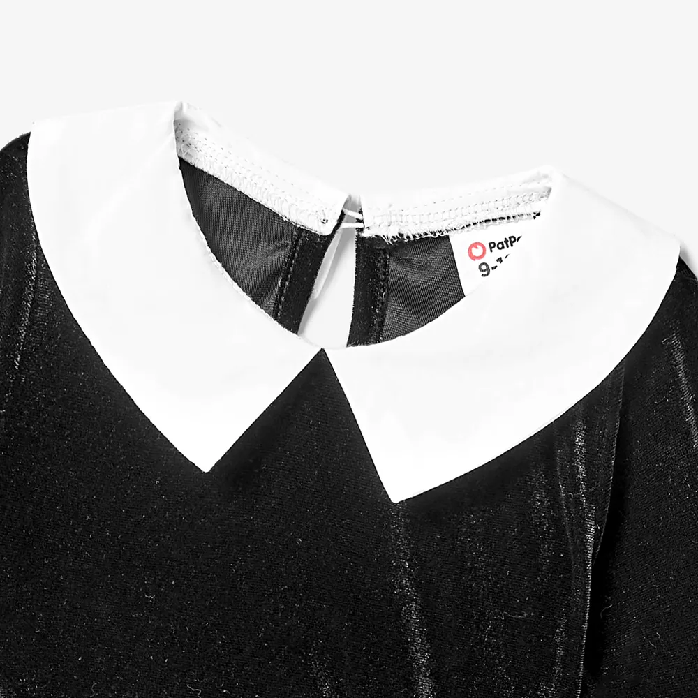Halloween Mommy and Me Velvet V-neck Gothic Black Dresses big image 3