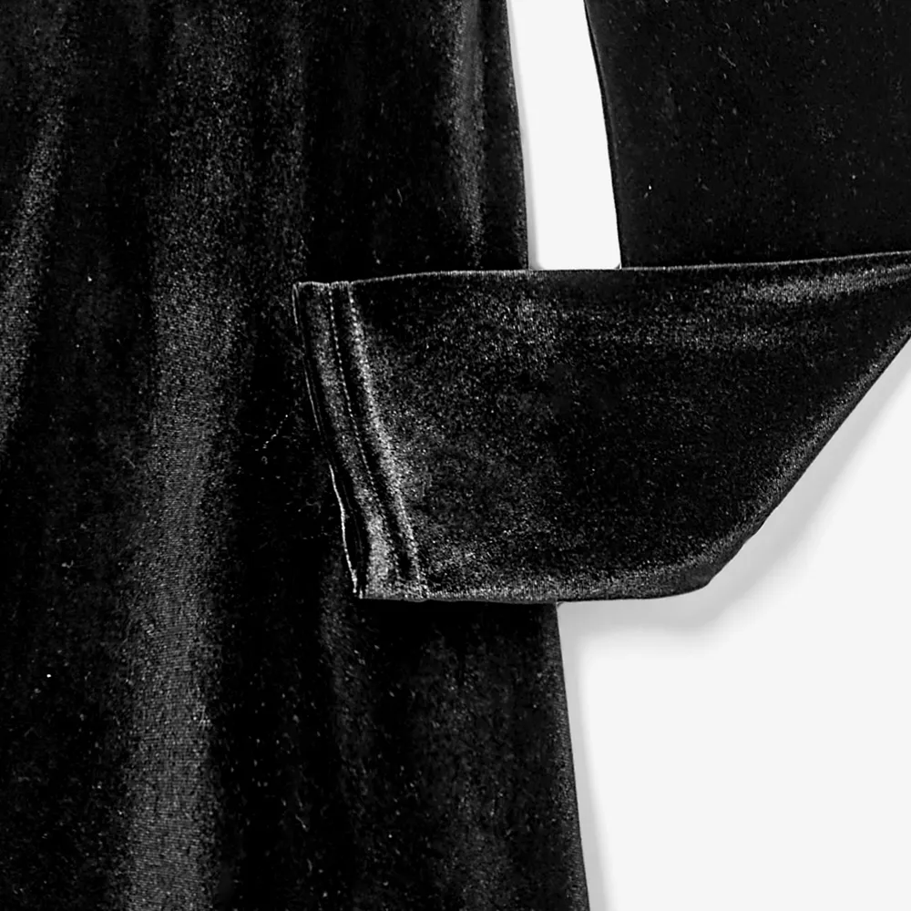 Halloween Mommy and Me Velvet V-neck Gothic Black Dresses big image 14